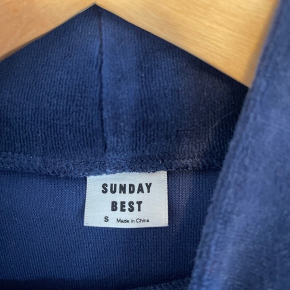 Blue velvet two piece leggings and turtleneck Sunday best - Picture 6 of 6